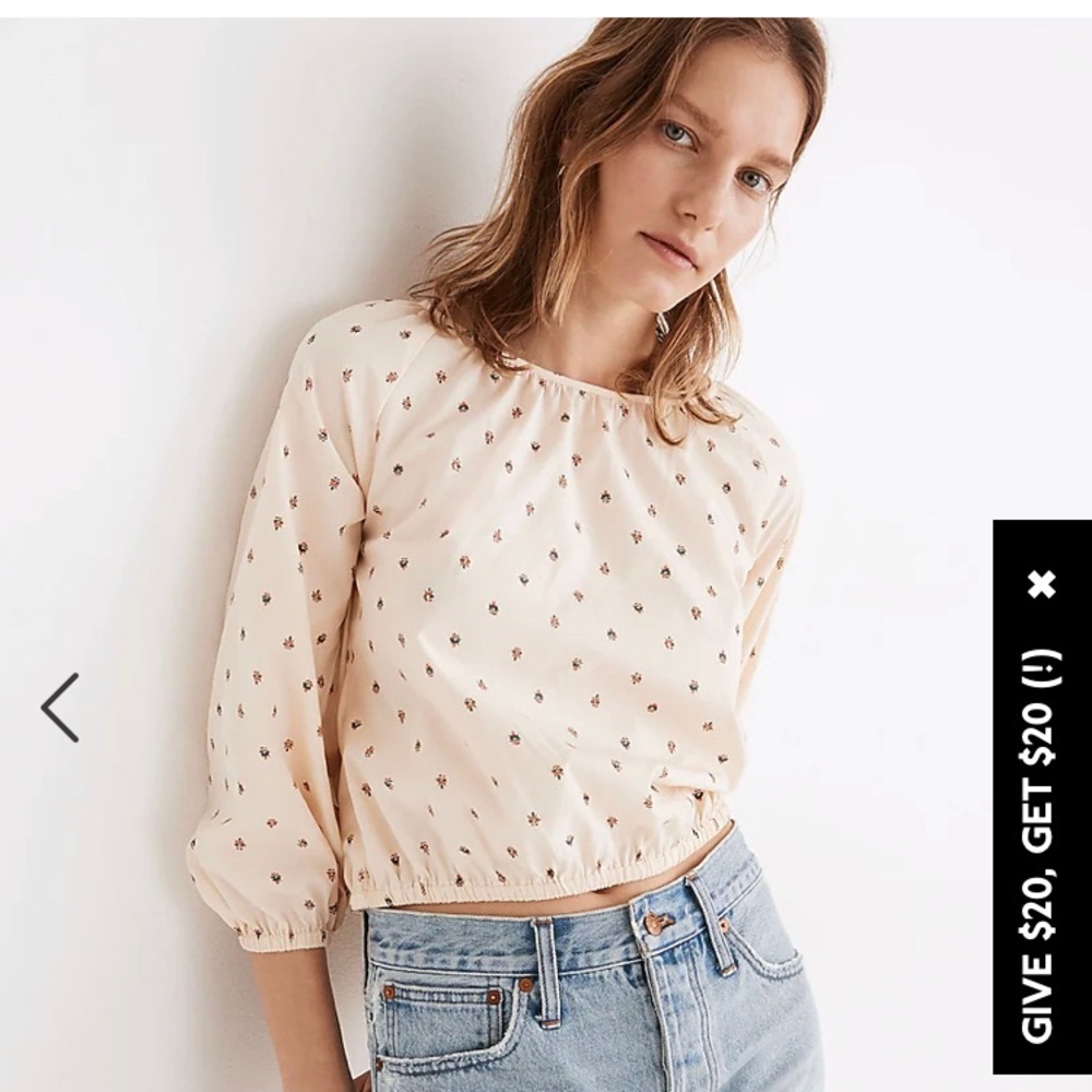 Madewell Gathered Puff-Sleeve Crop Top